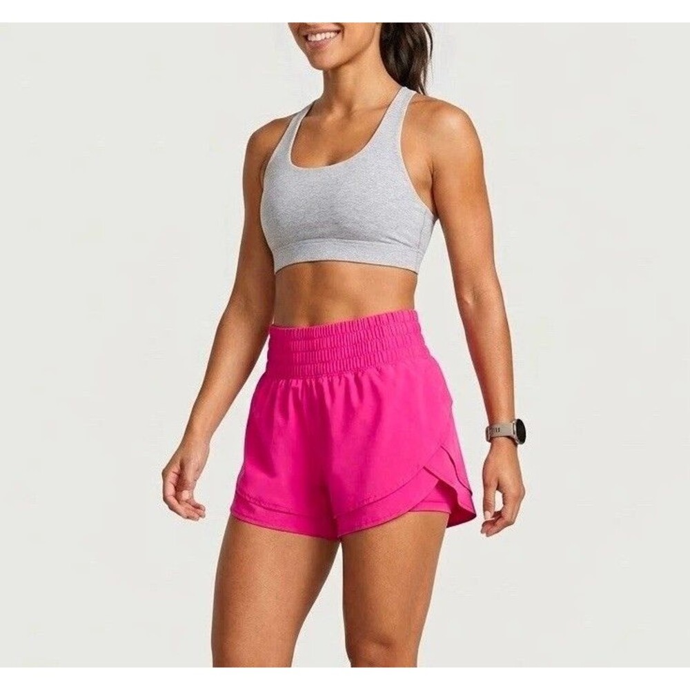 CALIA  Pink Smocked High Waisted Flowy Butterfly Shorts M Barbiecore Athleisure